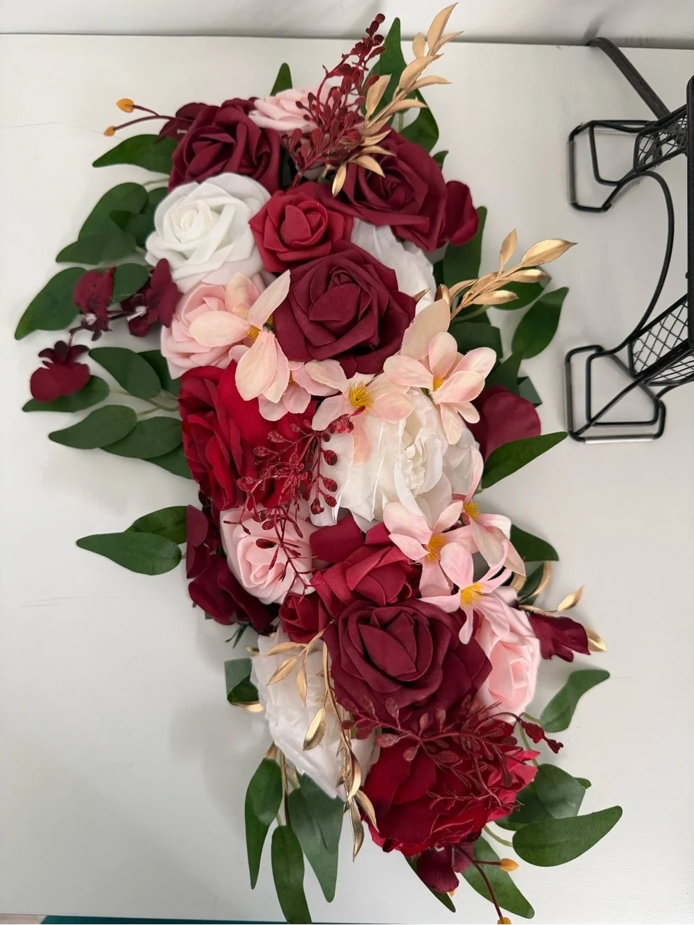 2 SET OF 2pcs Elegant Burgundy & Pink Floral Arrangement